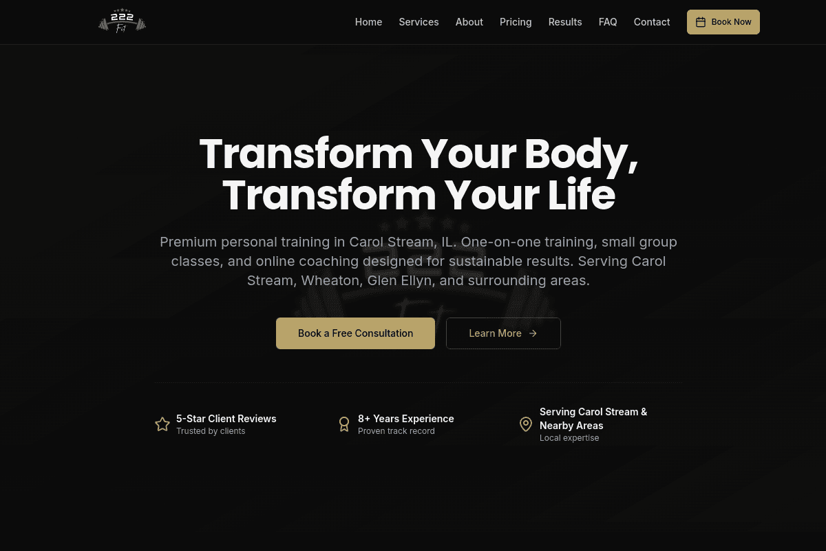 222 Fit website preview